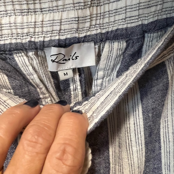 Rails M, drawstring vertical stripe pant, ankle length linen and rayon - Picture 6 of 8